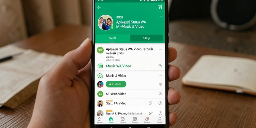 Tampilan antarmuka aplikasi 9939 yang sederhana dan fungsional untuk Status WA Video.