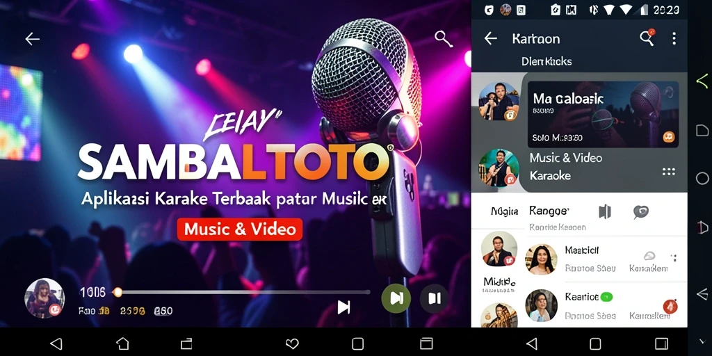 Antarmuka aplikasi SAMBALTOTO dengan fitur karaoke terintegrasi.