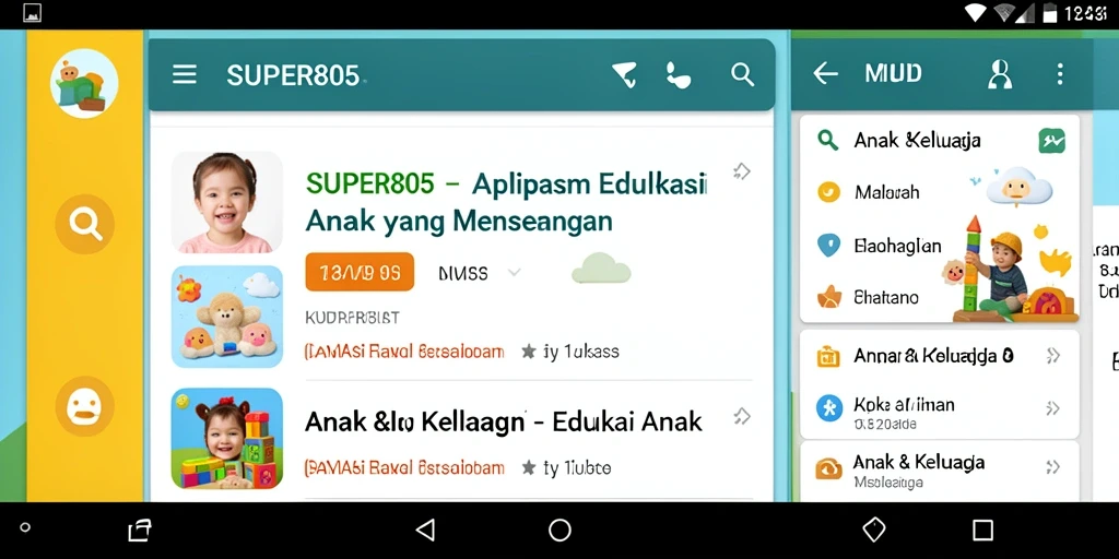 Tampilan antarmuka aplikasi SUPER805 yang ramah anak.