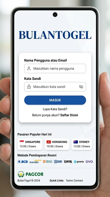 Tampilan halaman login bulantogel